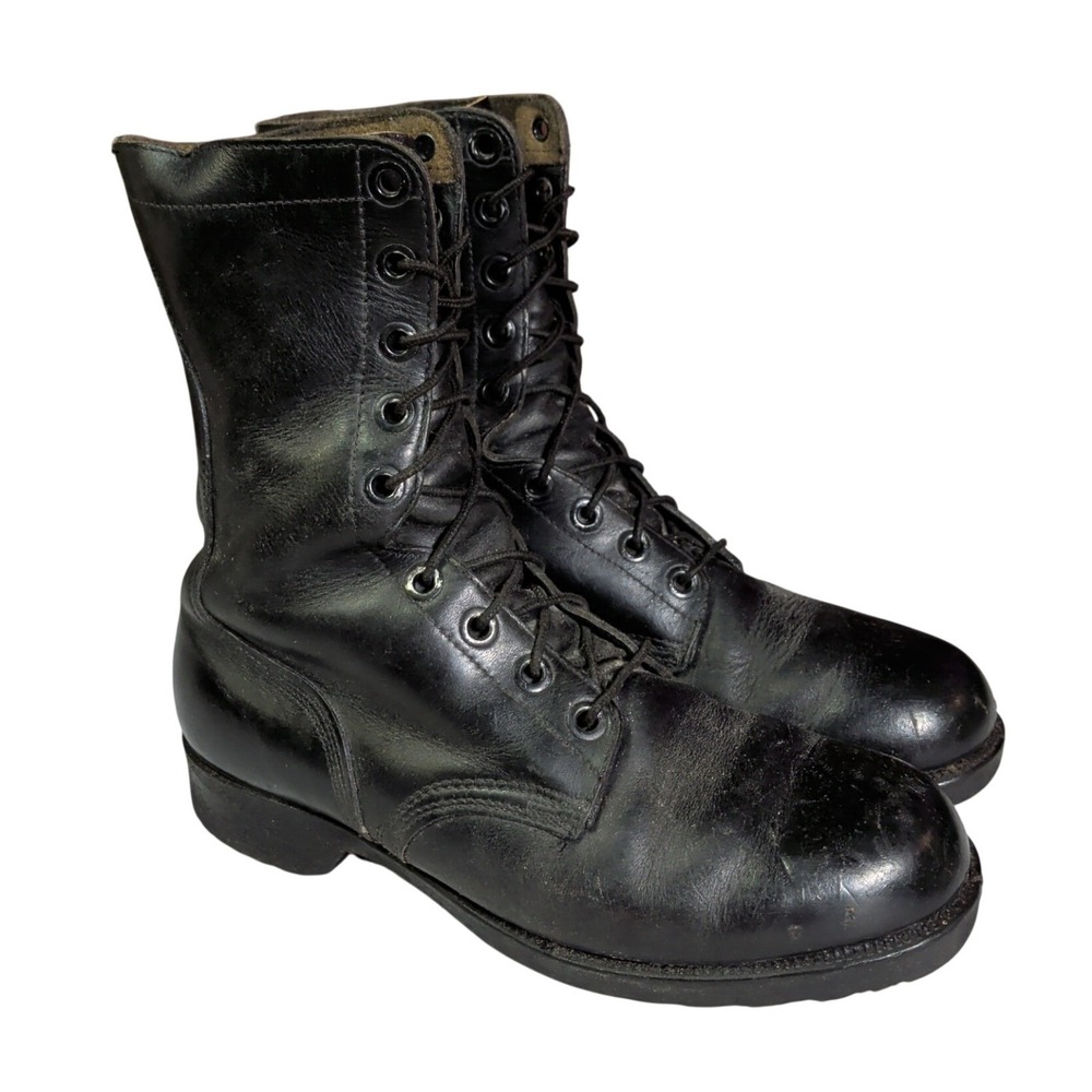 Genesco CIC Vintage US Military Combat Boots Mens Size 8W Black Leather Lace Up
